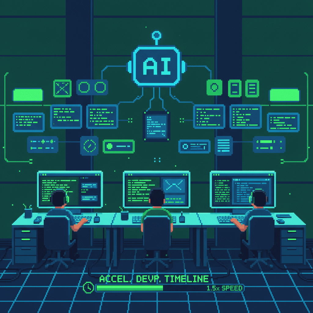 AI for product development showing code generation and prototyping tools for startups