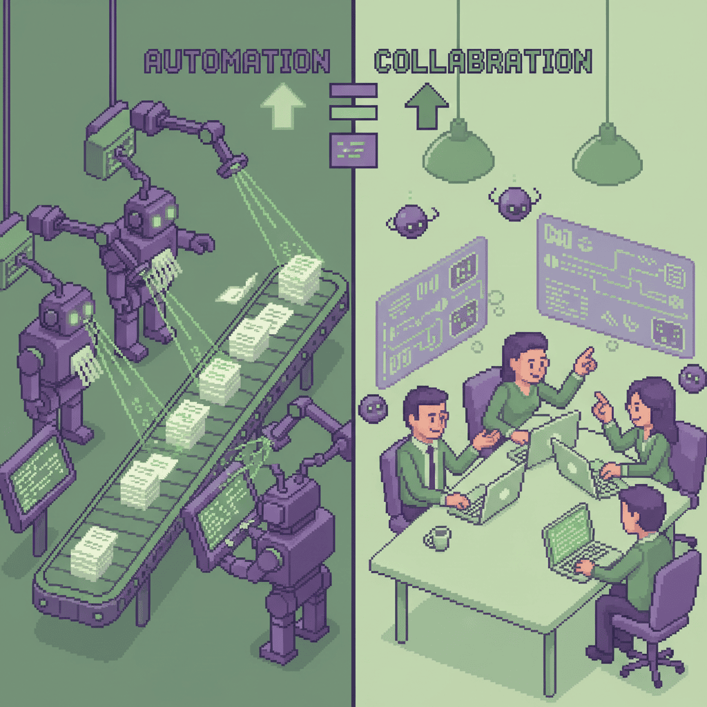 AI automation vs augmentation comparison in pixel art
