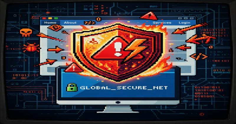 AI Risks - Shield with warning symbol protecting website