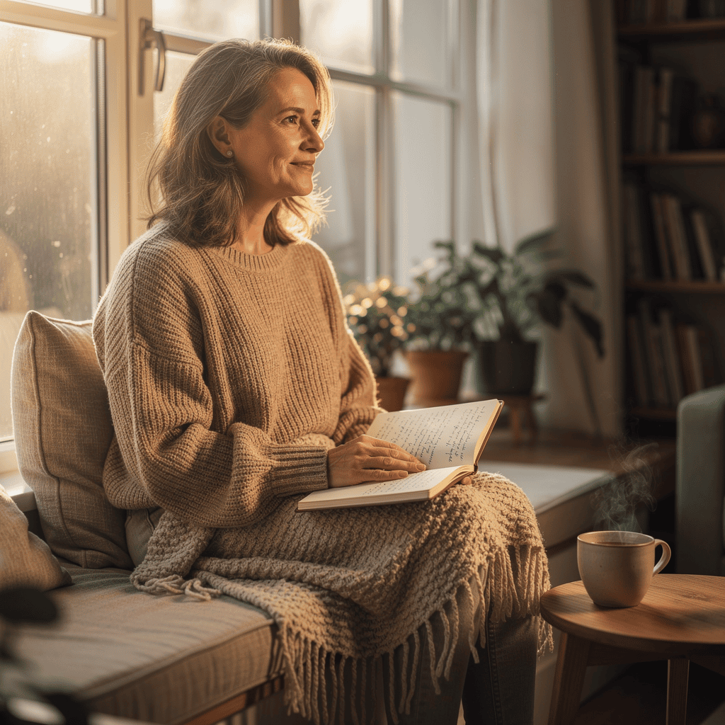 Woman embracing emotional resilience and self-discovery during perimenopause