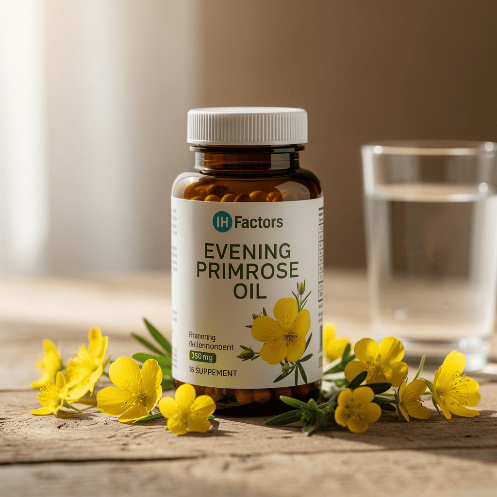 IH Factors Evening Primrose Oil supplement with natural GLA for perimenopause hormonal support