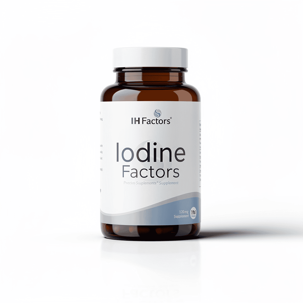 Iodine Factors supplement bottle from IH Factors for thyroid health and metabolic support
